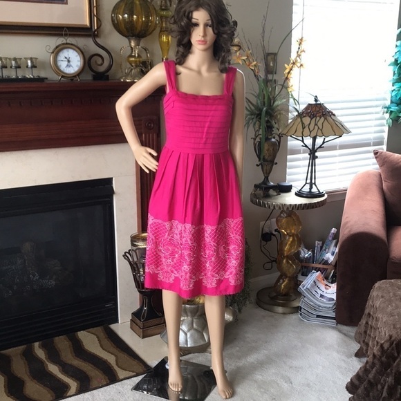 Sangria Pink Ruched Embroidered Dress - Picture 3 of 16